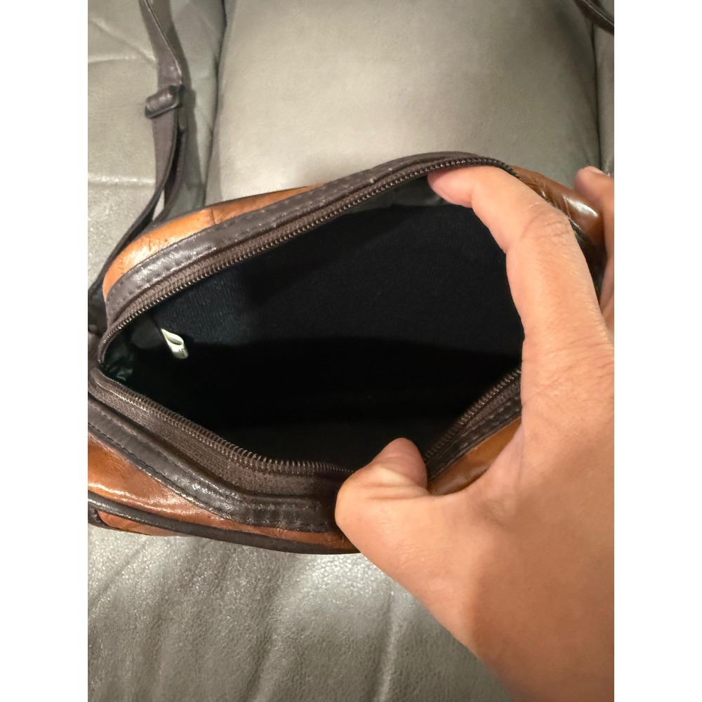 Rustic Vintage Cognac Patchwork Leather Crossbody… - image 5